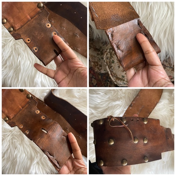 ❌SOLD❌ Vintage Handmade Studded Tool Kidney Belt Leather - Picture 9 of 13